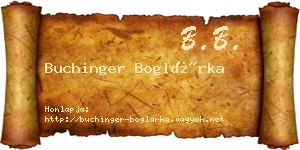 Buchinger Boglárka névjegykártya